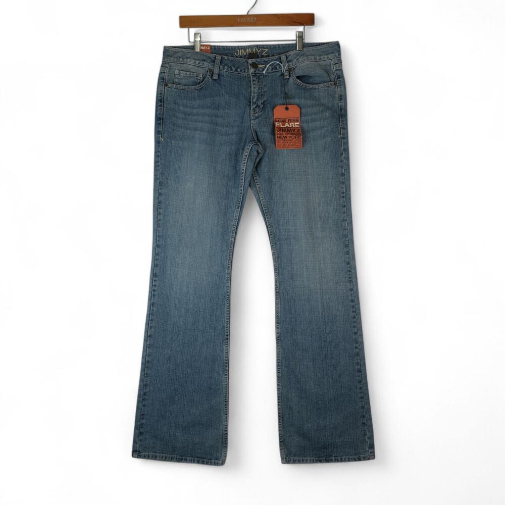 Jimmy'z Jeans‎ Womens 14L (37x35) Blue Low Rise Flare Flap Pockets Deadstock Y2K